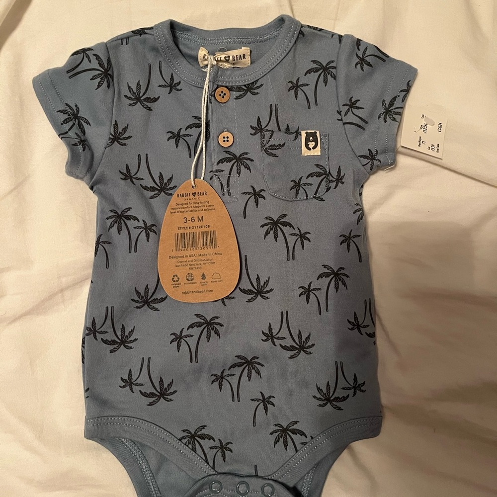 3/$20 Blue Palm Tree Baby Onesie
